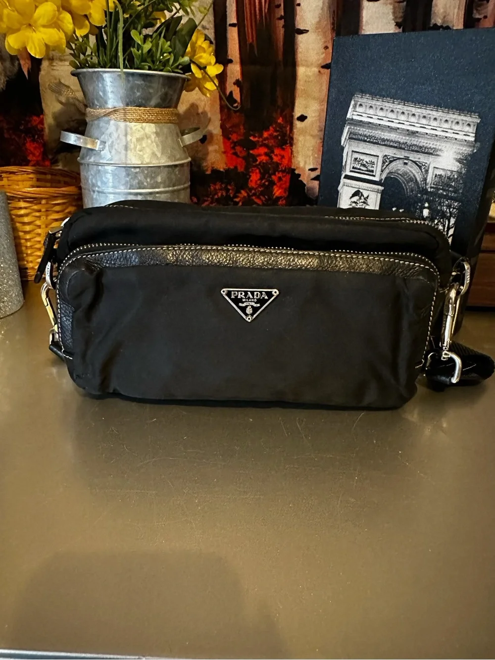 Prada Black Nylon Belt Bag with Silver Hardware - Picture 8 of 8